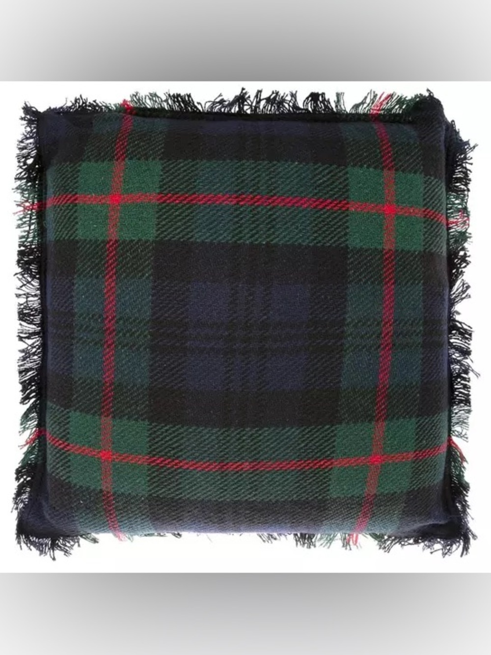 Navy, Red & Green Plaid Square Pillow